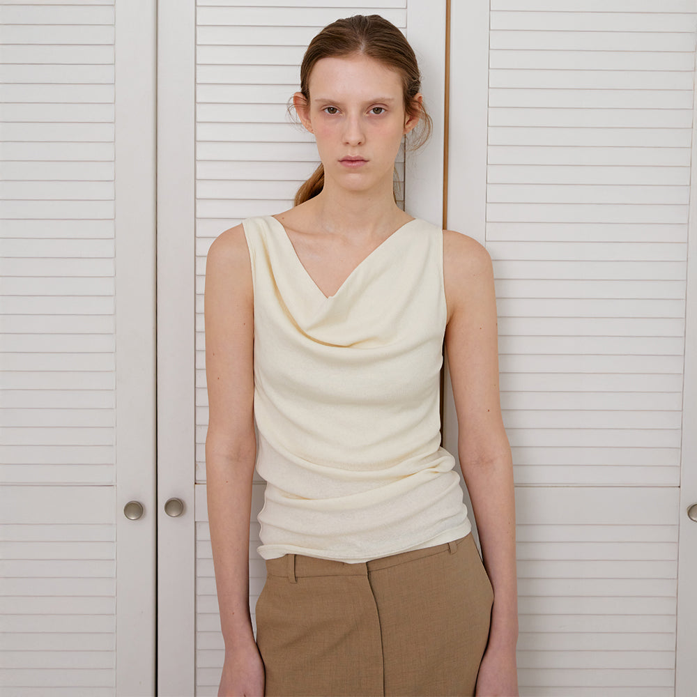 SUAMAR Wane Drape Neck Sleeveless (Cream)