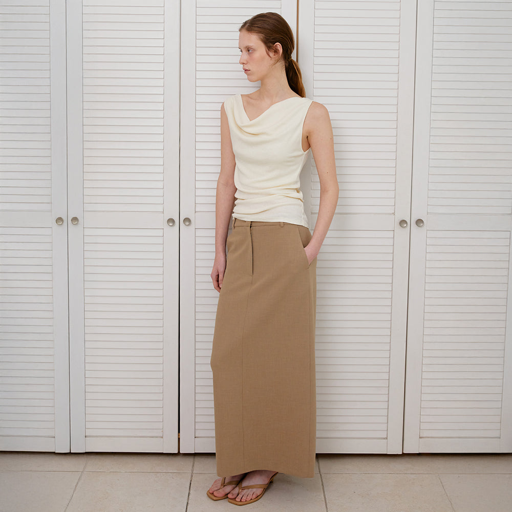 SUAMAR Wane Drape Neck Sleeveless (Cream)