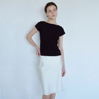 TEXT ROOM Boat Neck Half T-shirts_Black