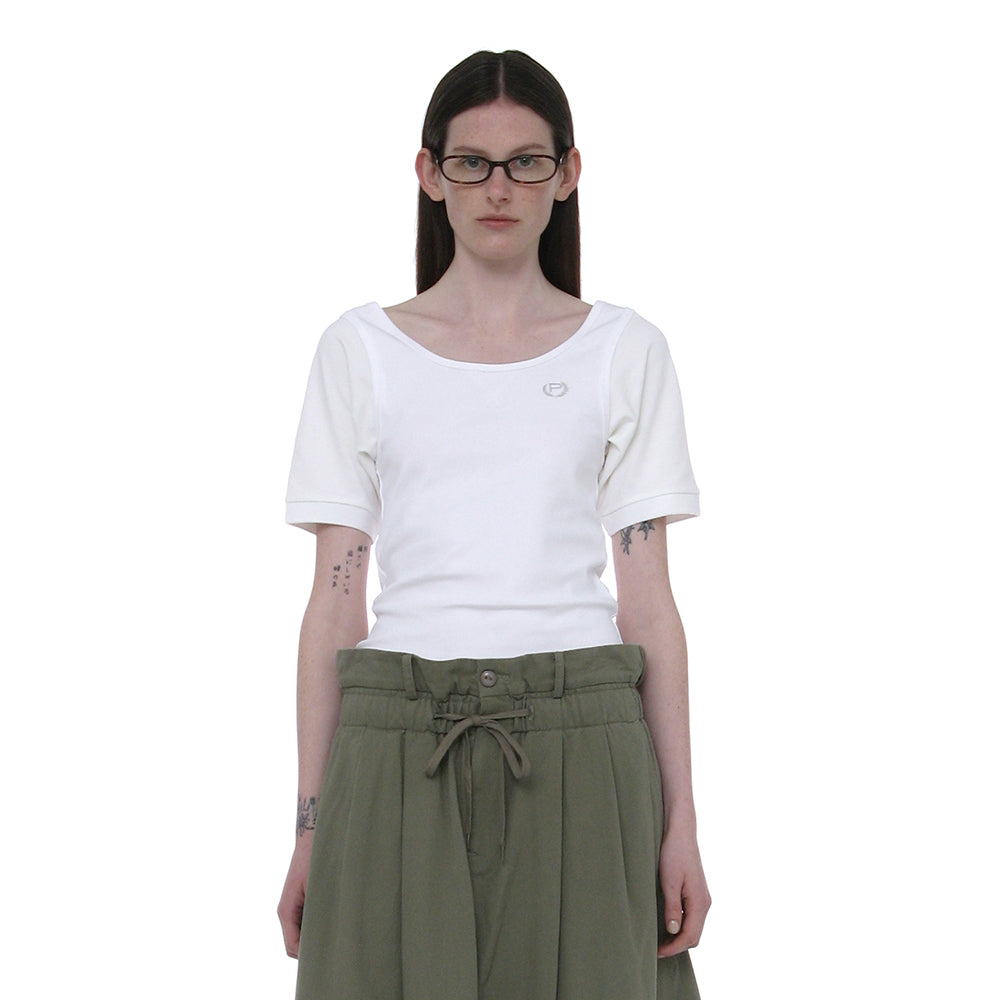 PARTIMENTO WOMEN SCOOP-NECK BAT SLEEVE TOP_WHITE