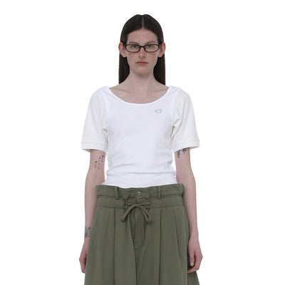 SCOOP-NECK BAT SLEEVE TOP_WHITE