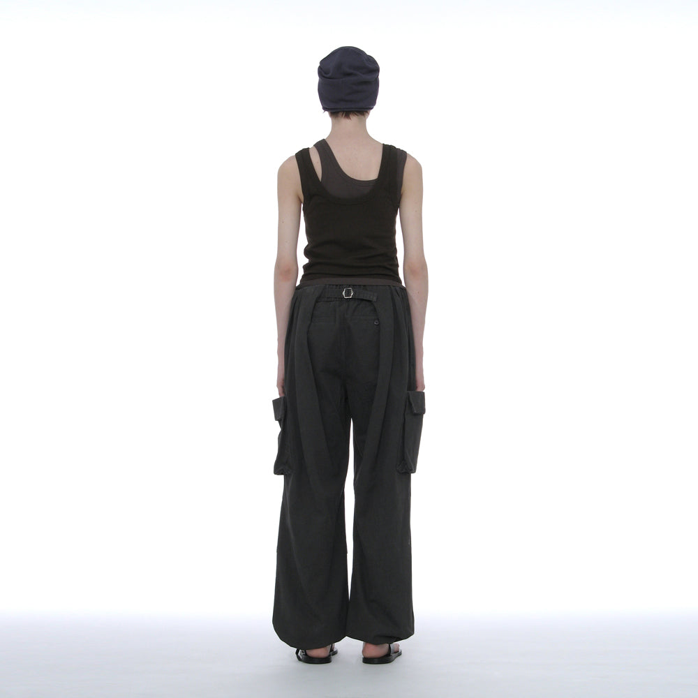 PARTIMENTO WOMEN OVERLAY SLEEVELESS_KHAKI BROWN