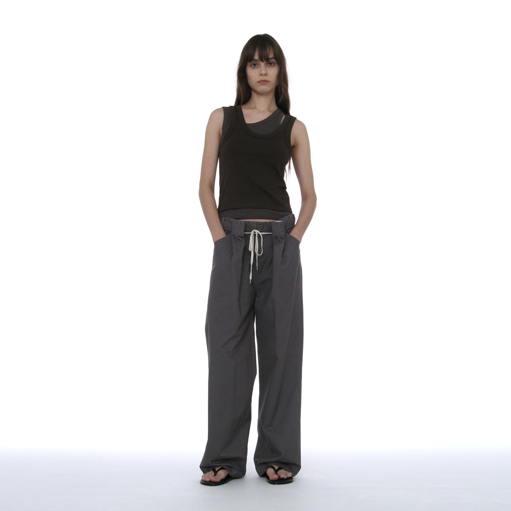 PARTIMENTO WOMEN OVERLAY SLEEVELESS_KHAKI BROWN