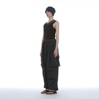 PARTIMENTO WOMEN OVERLAY SLEEVELESS_KHAKI BROWN