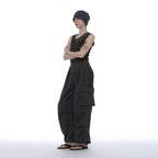 PARTIMENTO WOMEN OVERLAY SLEEVELESS_KHAKI BROWN