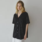 LUMETO Lace half sleeve shirt_Black