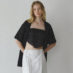 LUMETO Lace half sleeve shirt_Black