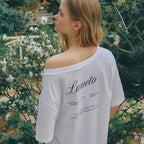 LUMETO Loose fit off-shoulder t-shirt_White