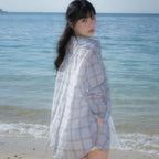 RoséFrantz See-through Check Overfit Shirt [Sky Blue]