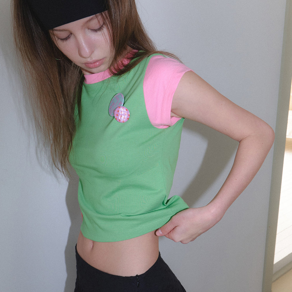 GREET Pafit color combination short sleeve T-shirt_Pafit T-shirt_Green