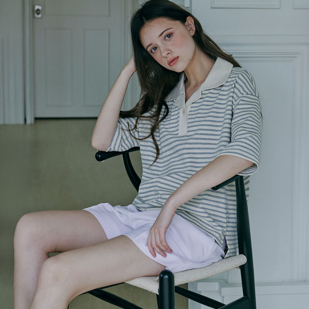 MALOUPE 5217 Striped short-sleeved T-shirt (gray)