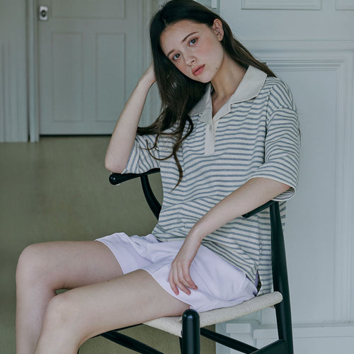 MALOUPE 5217 Striped short-sleeved T-shirt (gray)