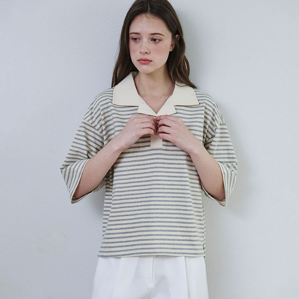 MALOUPE 5217 Striped short-sleeved T-shirt (gray)