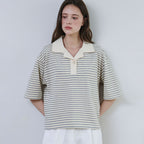 MALOUPE 5217 Striped short-sleeved T-shirt (gray)