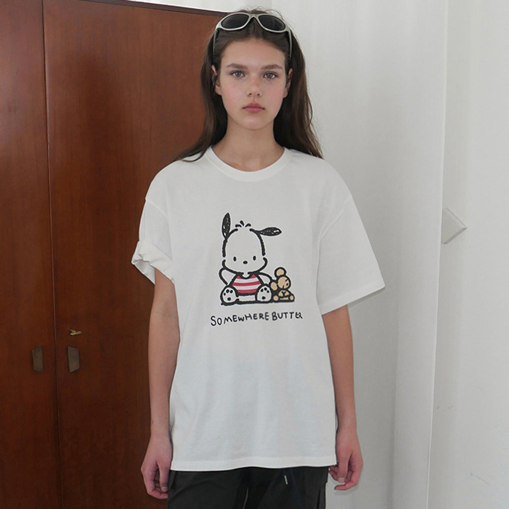 SOMEWHEREBUTTER [Charles Enter PICK] [6th] Pochacco Over-Fit Top - Ivory