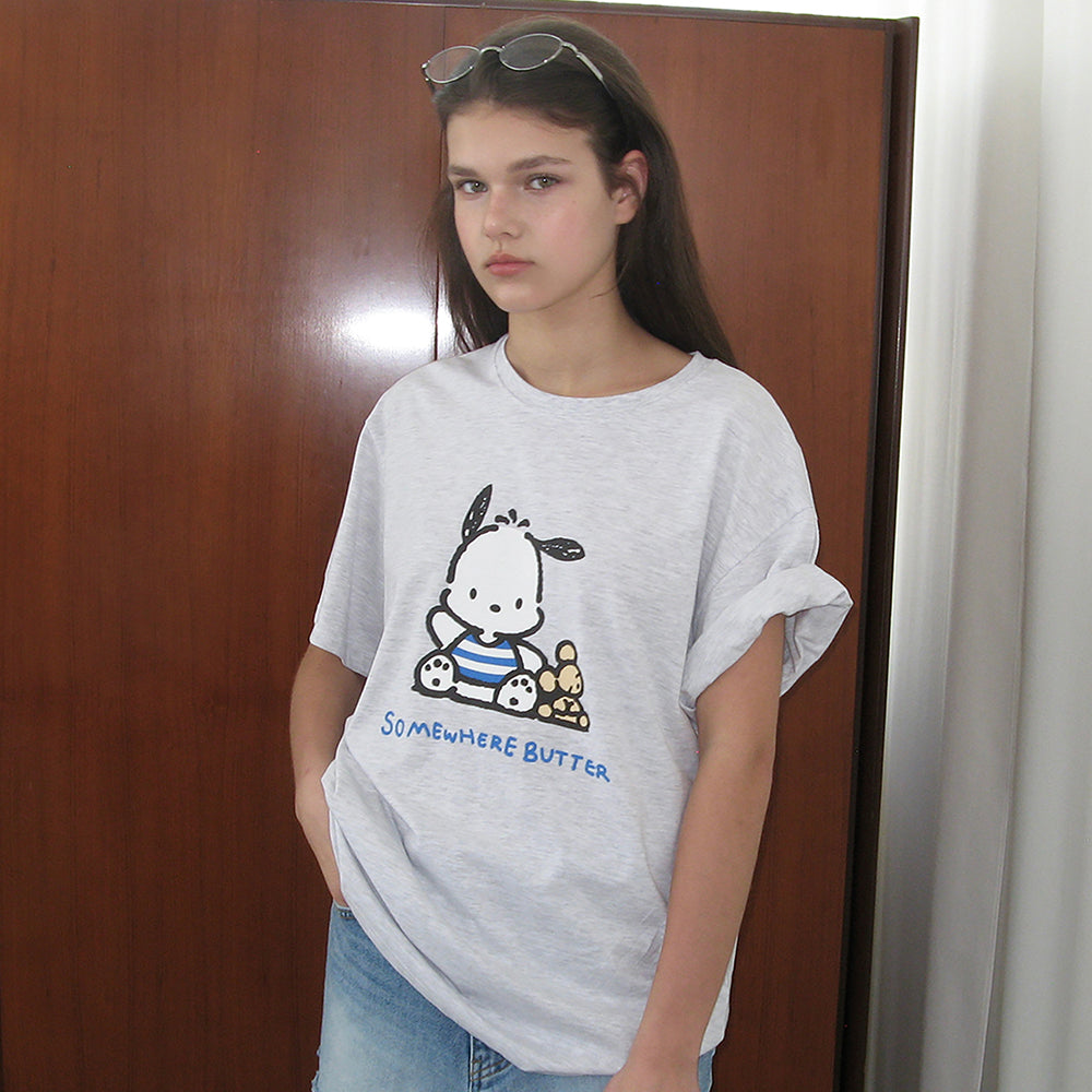 SOMEWHEREBUTTER [5th] Pochacco Over-Fit Top - White Melange