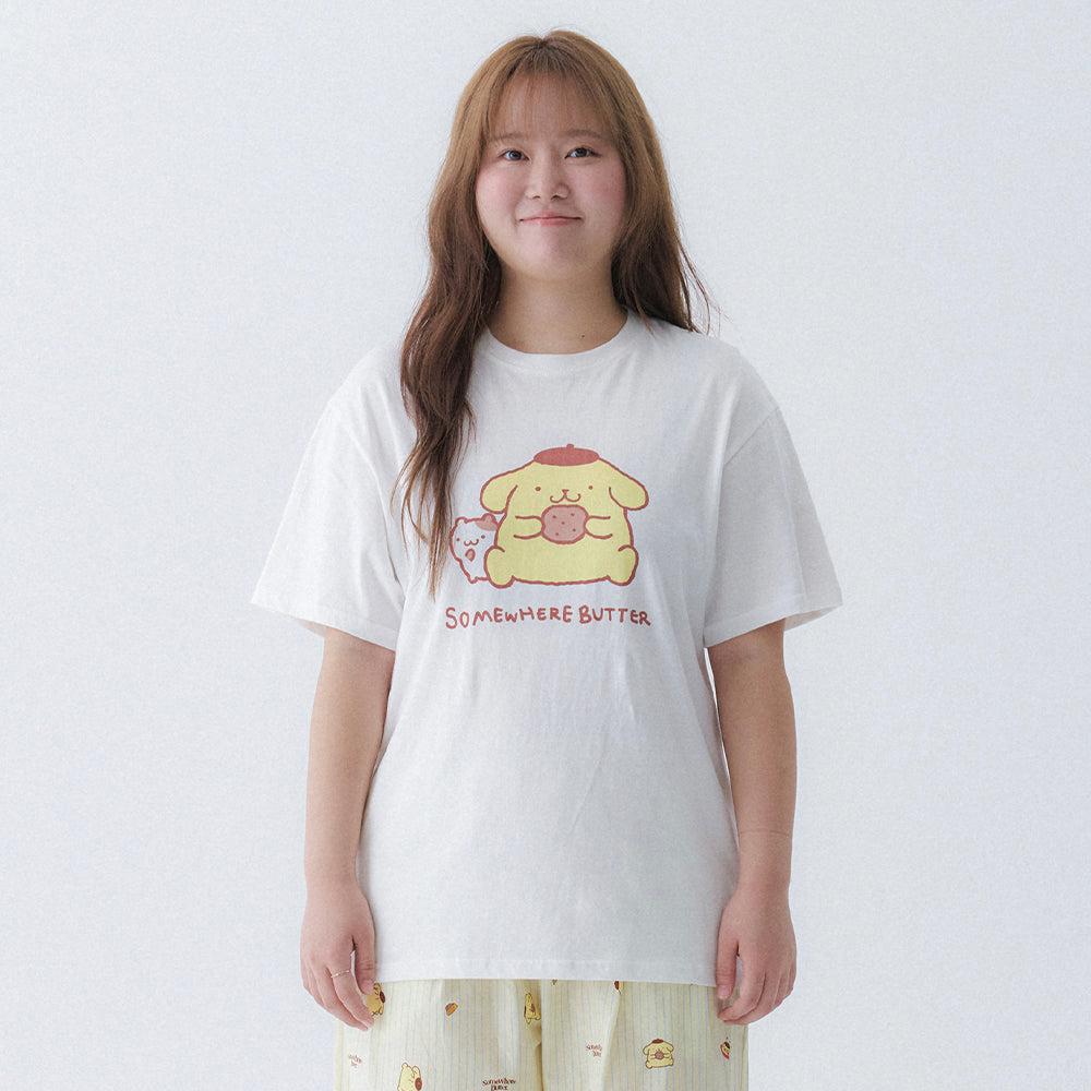 SOMEWHEREBUTTER [Charles Entertainment PICK] [6th] Pompompurin Over-Fit Top - Ivory