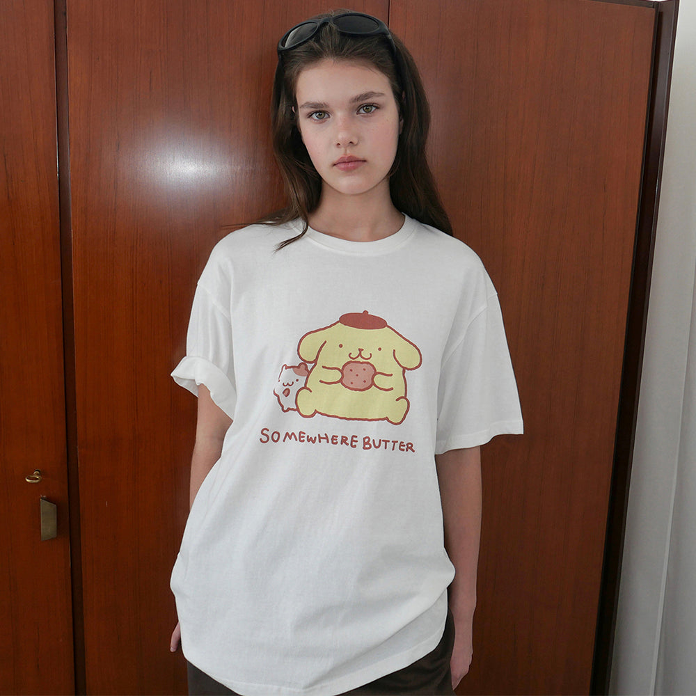 SOMEWHEREBUTTER [Charles Entertainment PICK] [6th] Pompompurin Over-Fit Top - Ivory