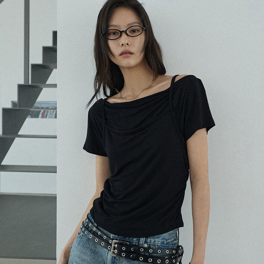 RENSE Cami Layered T-Shirt Black