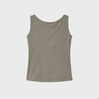 NOIRER FOR WOMEN Boat neck sleeveless t-shirt (ashed khaki)