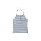 RENSE Ribbed Stripe Halter Top Blue