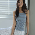 RENSE Ribbed Stripe Halter Top Blue