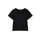 RENSE Raw Edge U-Neck Half Tee Black