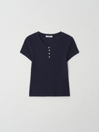 Tekto Kate waffle henley t-shirt_Navy