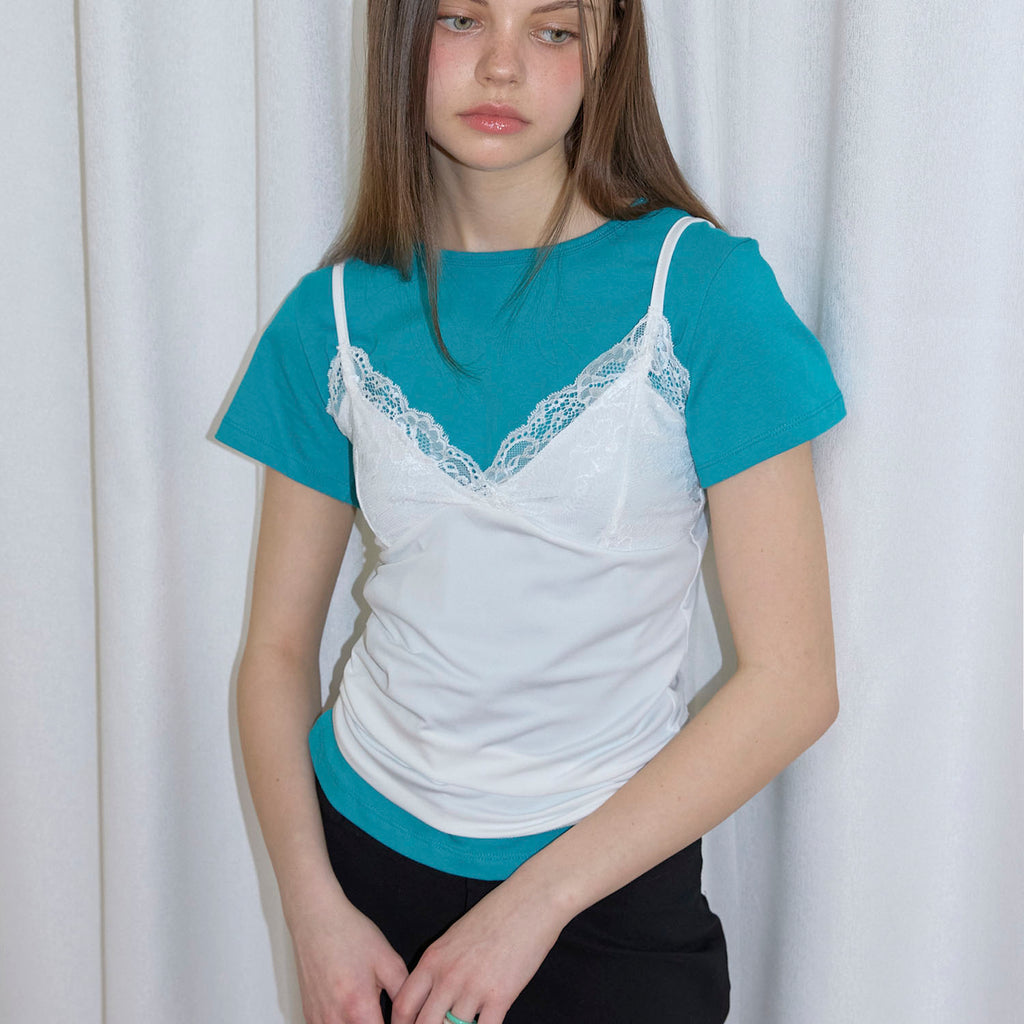 NEWYORKWORKS Embroidery Round Short Sleeve T-Shirt (4color)_Teal