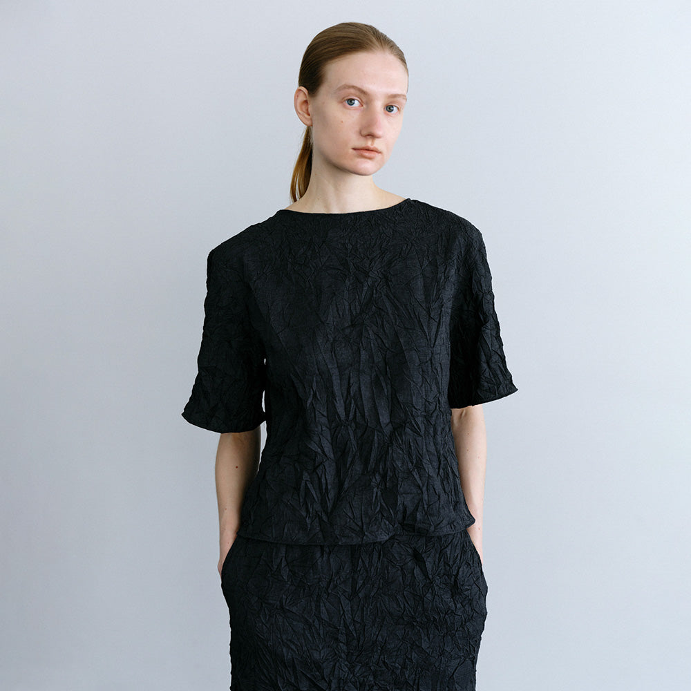 Moondal Raw Crumple Top in Charcoal