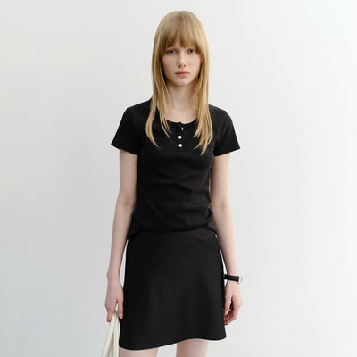 CLASSIC SCOOP NECK TOP BLACK_UDTS6B222BK