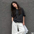 E.B.M (Edition by Michaa) [Yuju PICK] [Online exclusive] Vintage washed lettering overfit t-shirt EMQ5ETS200
