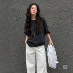 E.B.M (Edition by Michaa) [Yuju PICK] [Online exclusive] Vintage washed lettering overfit t-shirt EMQ5ETS200