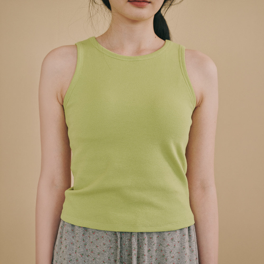 OGGITT APPAREL Basic cotton cap built-in tank top lime
