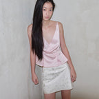 THEPORTA SATIN WRAP SLEEVELESS BLOUSE, PINK