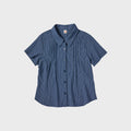 COMONINOZ W LINEN CHECK HALF SHIRTS [NAVY]