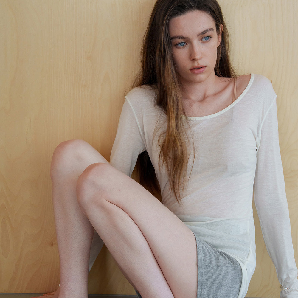SEUREOUM Natural Linen Top_Cream