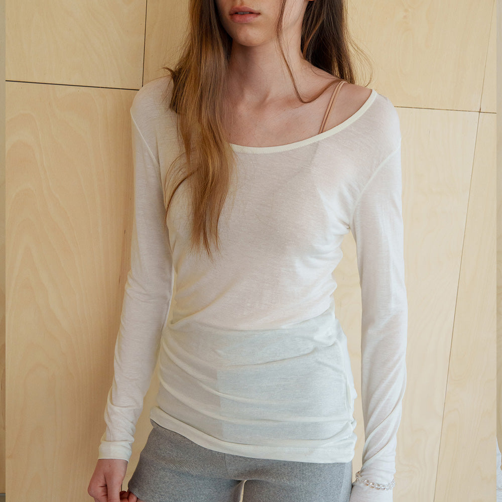SEUREOUM Natural Linen Top_Cream