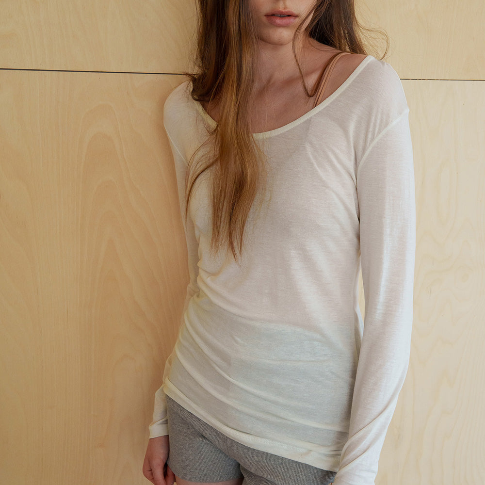 SEUREOUM Natural Linen Top_Cream