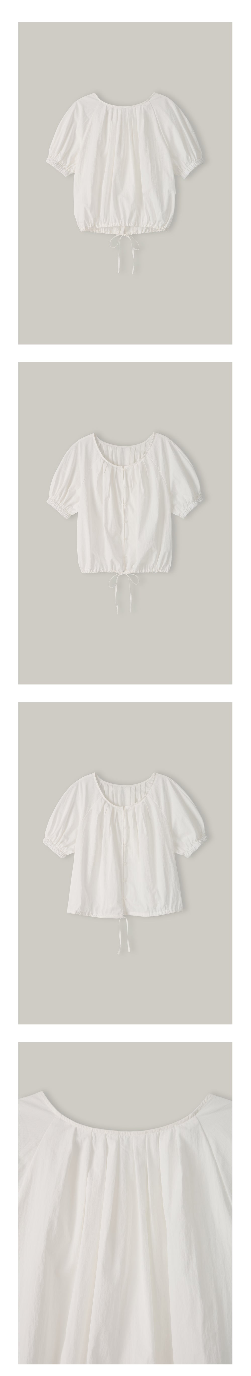 NOEUD Two-way Shirring Blouse (Ivory)