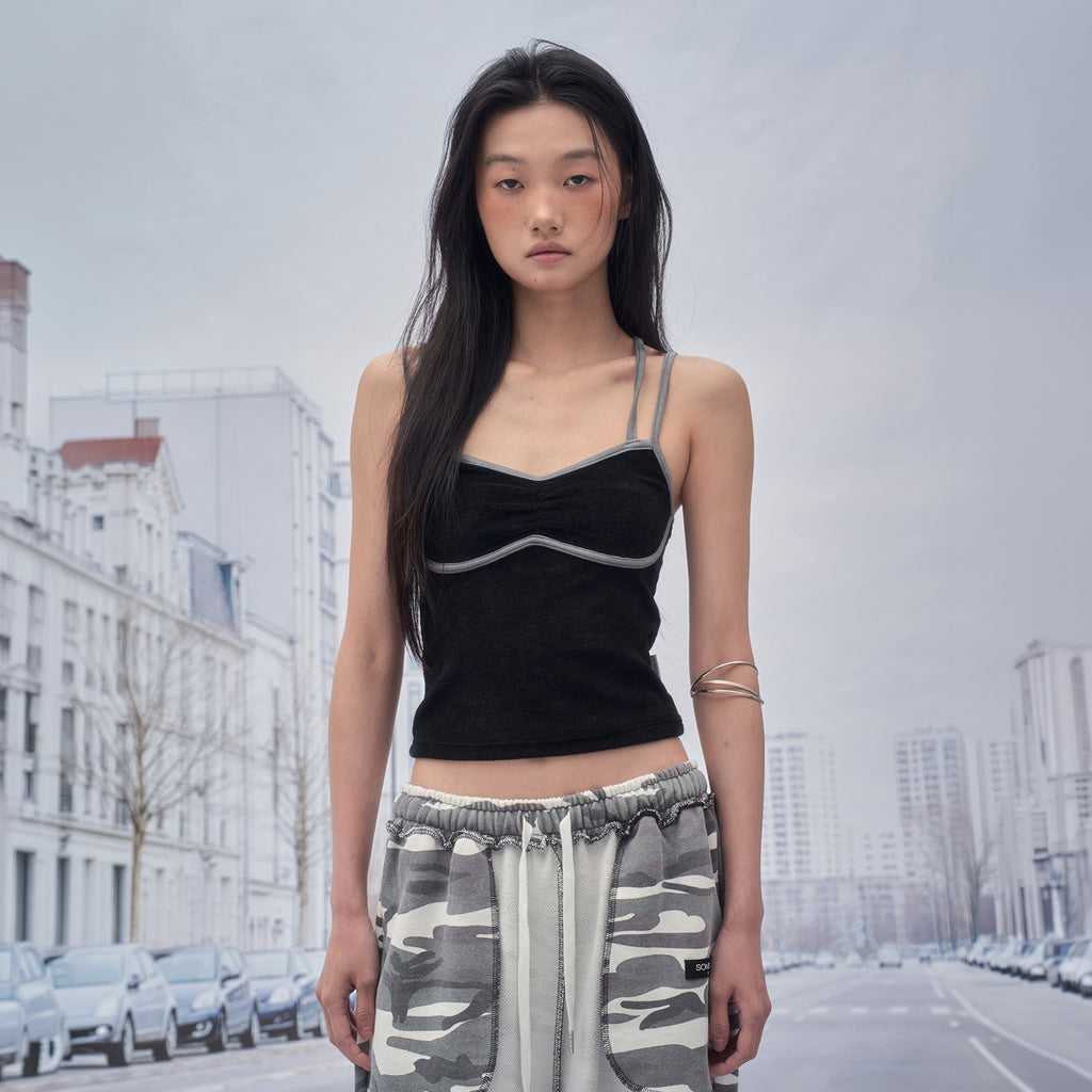 SOMSOC DELL TERRY SLEEVELESS TOP_BLACK