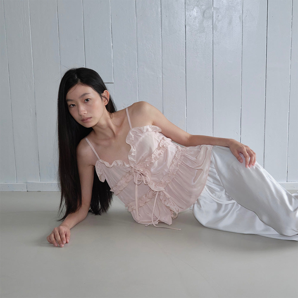 THEPORTA FRILL SLEEVELESS BLOUSE, PINK