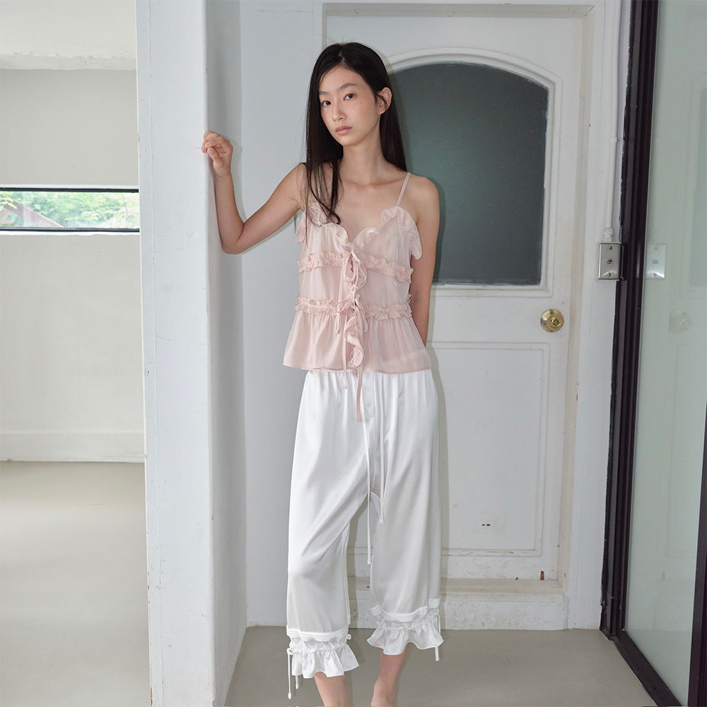 THEPORTA FRILL SLEEVELESS BLOUSE, PINK