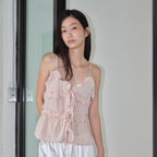 THEPORTA FRILL SLEEVELESS BLOUSE, PINK