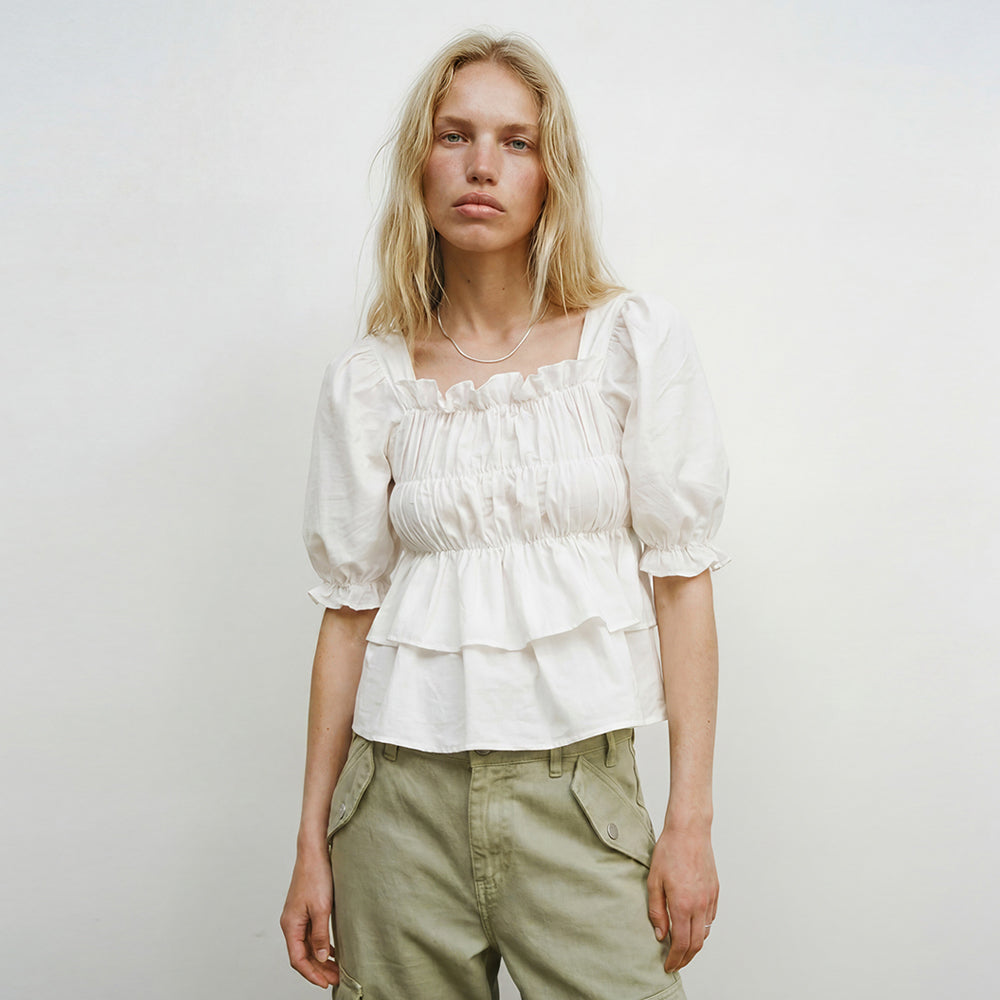 OUI MAIS NON Magnolia puffy cotton blouse