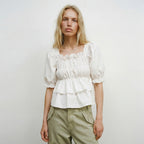 OUI MAIS NON Magnolia puffy cotton blouse