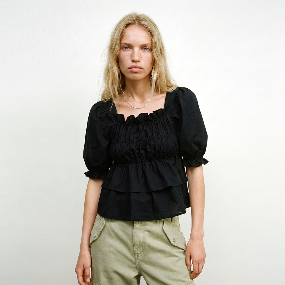 OUI MAIS NON Magnolia puffy cotton blouse