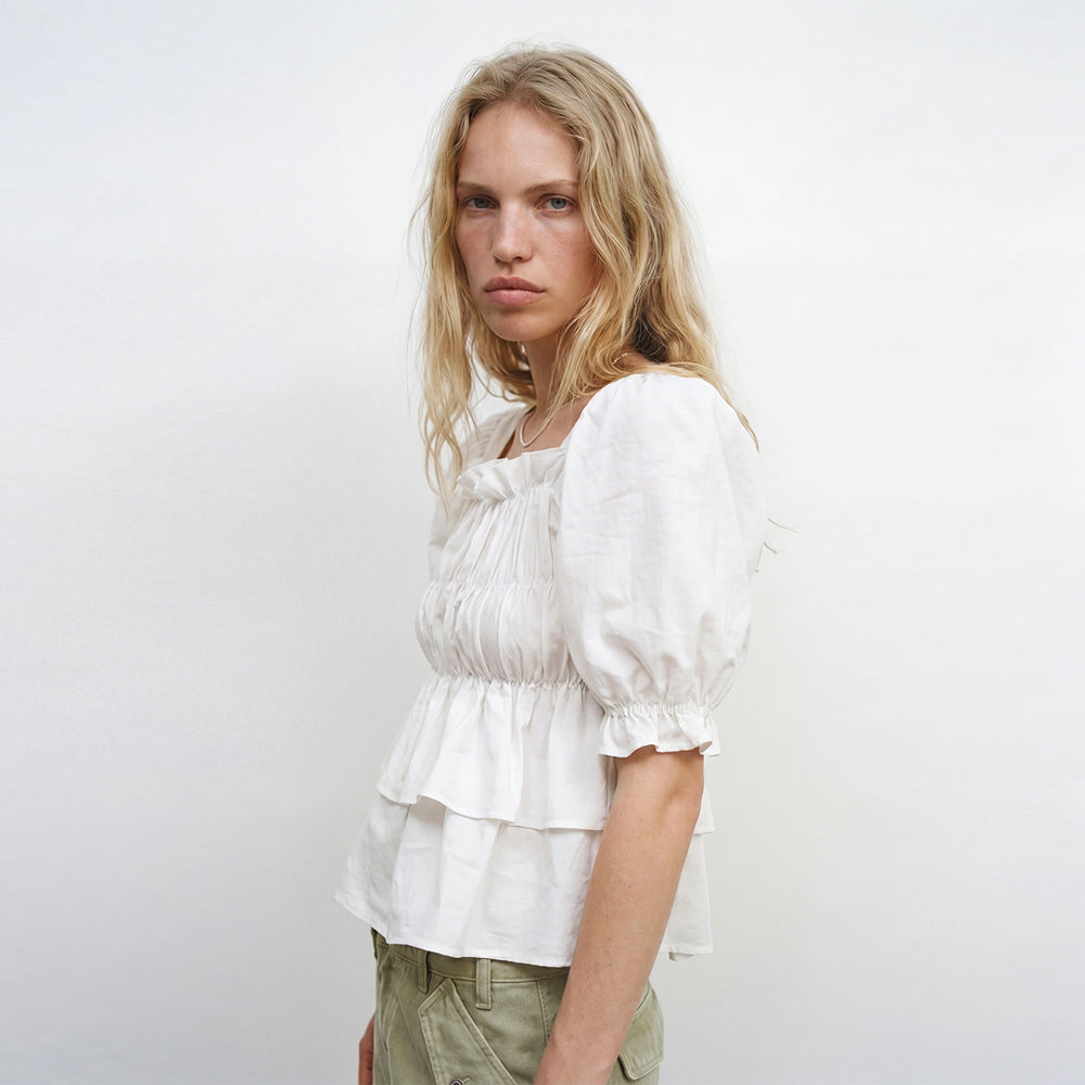OUI MAIS NON Magnolia puffy cotton blouse
