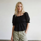 OUI MAIS NON Magnolia puffy cotton blouse