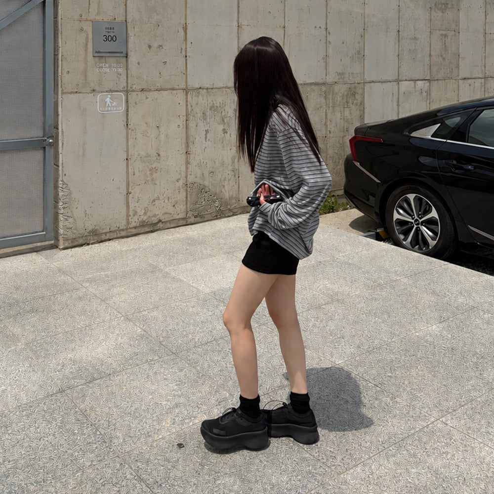 vanishment [1st] Summer stripe tee_melange gray